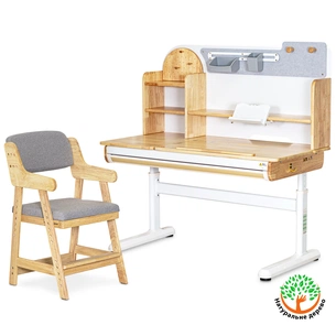 Парта з кріслом Mealux Timberdesk L + крісло Carlo (BD-690 Wood L + KD-050 G) зображення 1