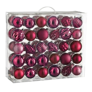 Ялинкова іграшка House Of Seasons Кульки і прикраси Пластик 60 шт D7 см D6 см Фуксія (8720967923786) picture 1