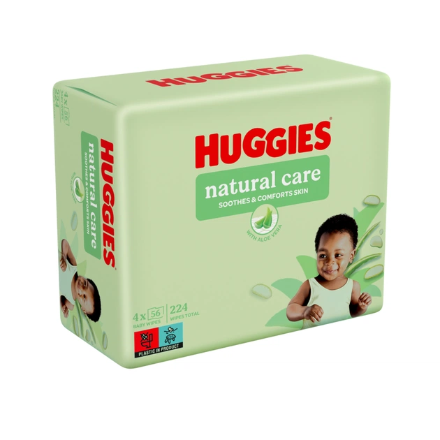 Дитячі вологі серветки Huggies Natural Care 56 х 4 шт (5029053550183) - picture 1