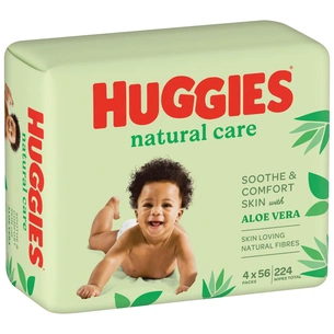 Дитячі вологі серветки Huggies Natural Care 56 х 4 шт (5029053550183) зображення 1