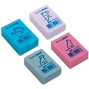 Гумка Buromax прямокутна, 28x19x9,2 мм синт.каучук асорті кольорів (BM.1114) зображення 1