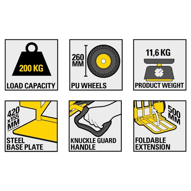 Візок вантажний Stanley до 200 кг, розмір платформи 42х15,5 см, вага 11,6 (SXWT-HT535) - picture 3