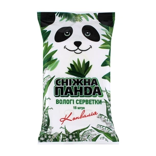 Дитячі вологі серветки Сніжна Панда для рук Конвалія 15 шт. (4823019008722) зображення 1
