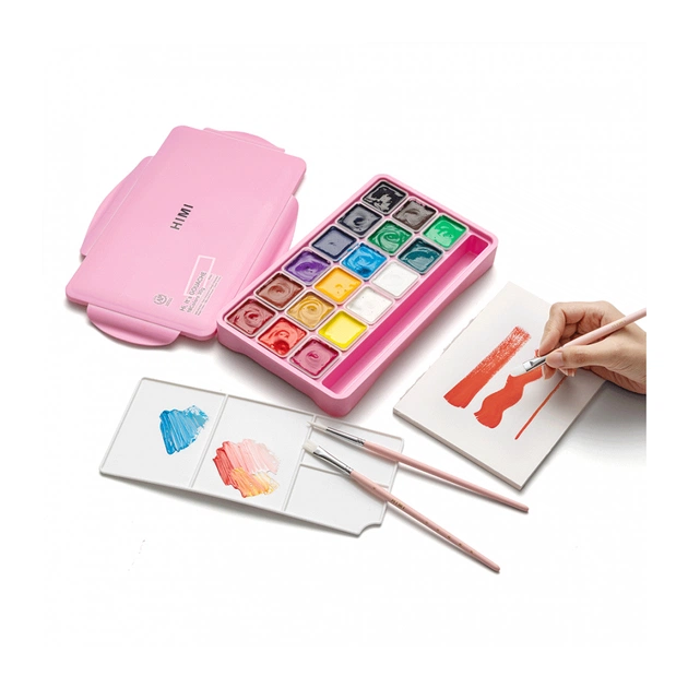 Гуашеві фарби HIMI Jelly Cup 18 кольори по 30 мл,, рожевий пластик.пенал (6974712453697) - picture 10