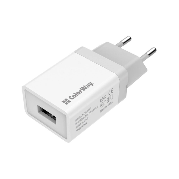 Зарядное устройство ColorWay 1USB 1A (CW-CHS011-WT) - изображение 1