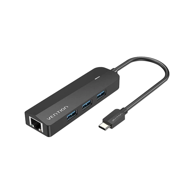 Концентратор Vention USB 3.1 Type-C to 3xUSB 3.0+MicroUSB+RJ45 100M Ethernet black (TGPBB) - зображення 1