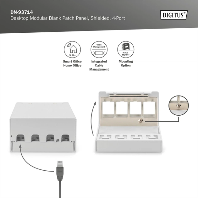 Патч-панель настільна, 4 порти, модульна Digitus (DN-93714) - picture 8