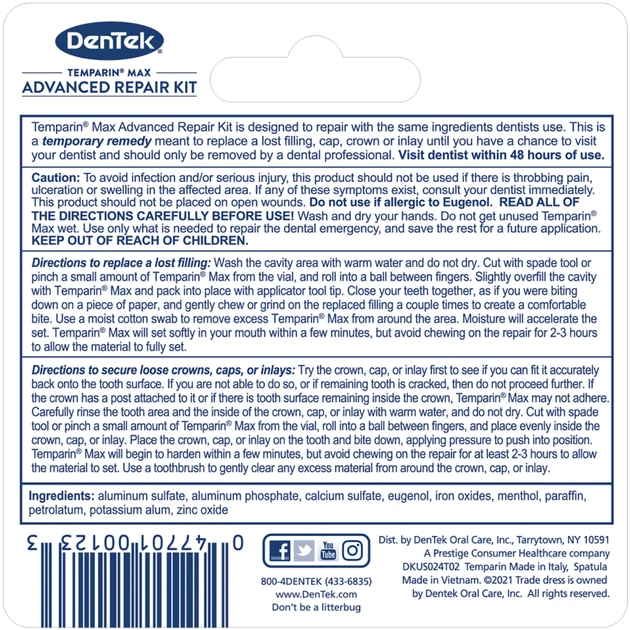 Засіб для відновлення пломб DenTek Temparin max (047701001233) - picture 2