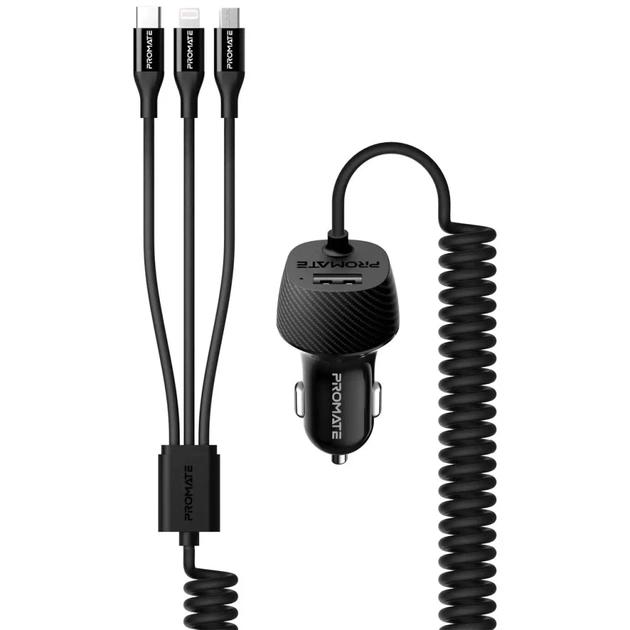 Зарядний пристрій Promate 17W USB + Multi-Connector (voltrip-uni.black) - зображення 1