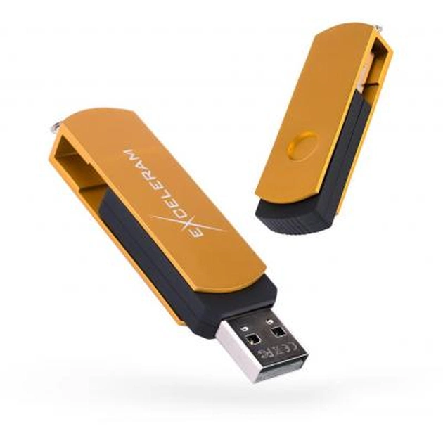 USB флеш накопичувач eXceleram 16GB P2 Series Gold/Black USB 2.0 (EXP2U2GOB16) - зображення 1