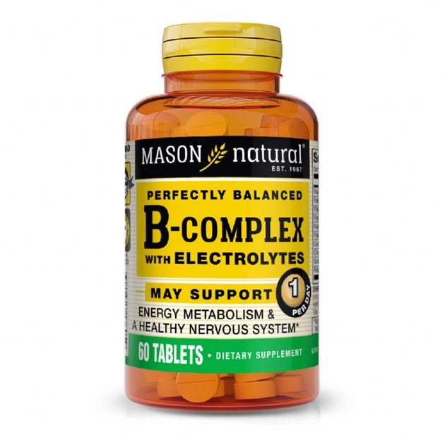 Витаминно-минеральный комплекс Mason Natural B-комплекс с электролитами, B-Complex With Electrolytes, 60 (MAV17605) - изображение 1