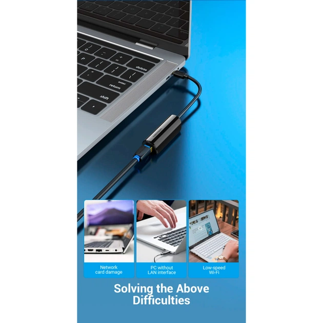 Переходник USB-C to RJ45 Ethernet 1000Mbps Vention (CFBBB) - изображение 3