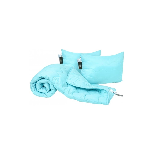 Ковдра MirSon Набір з тенсел всесезонний №1673 Eco Light Blue + 2 подушки (2200002657730) - зображення 1