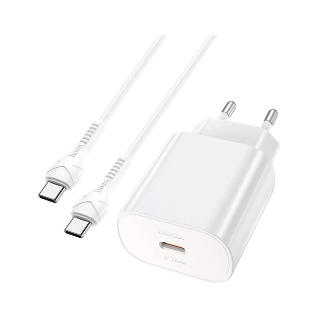 Зарядний пристрій HOCO N22 Jetta USB-C PD25W + cable USB-C to USB-C White (6931474760081) - изображение 1
