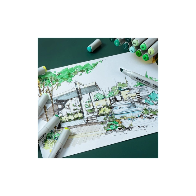 Художній маркер Arrtx Спиртові Oros ASM-03GN 24 кольори, зелені відтінки (LC302512) - picture 4