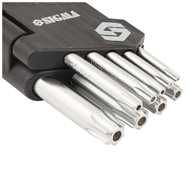 Ключ Sigma набір TORX 9шт T10-T50 CrV, короткі з отвором (4022211) - picture 6