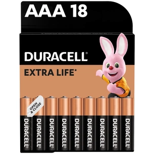 Батарейка Duracell AAA лужні 18 шт. в упаковці (5000394107557 / 81546741) зображення 1