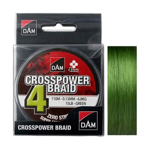 Шнур DAM CROSSPOWER 4-BRAID 110м 0,13мм 6,8кг/15Lb (green) (60072) зображення 1