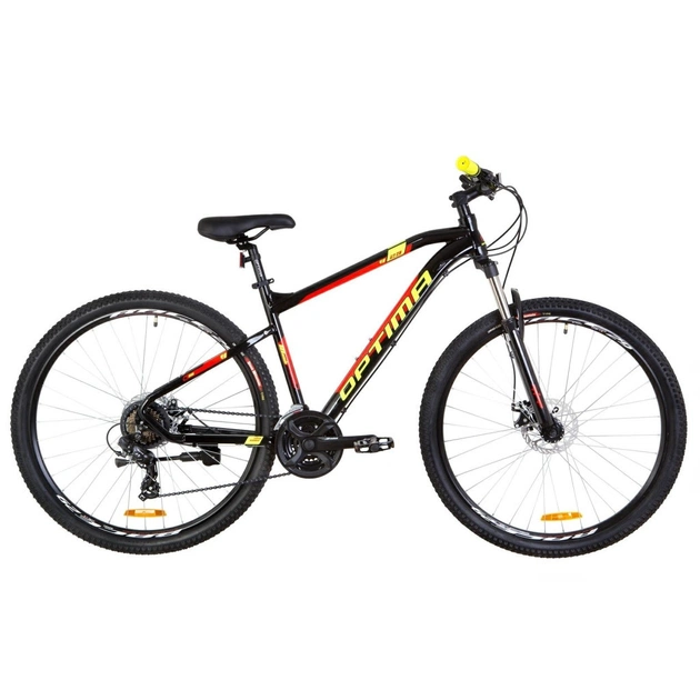 Велосипед Optimabikes 27.5" F-1 AM DD рама-18" 2019 чорно-червоний з жовтим (OPS-OP-27.5-032) - зображення 1