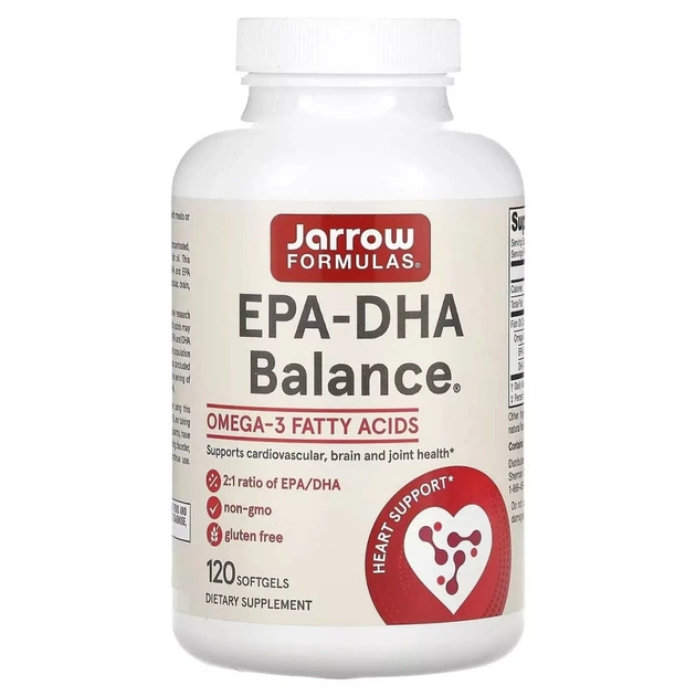 Жирні кислоти Jarrow Formulas Риб'ячий жир баланс, EPA-DHA Balance, 120 гелевих капсул (JRW16036) - зображення 1