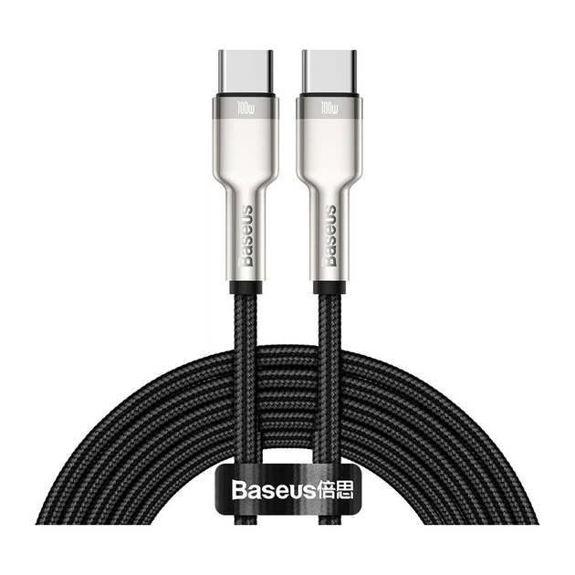 Дата кабель USB-C to USB-C 2.0m 100W metal black Baseus (CATJK-D01) - изображение 1