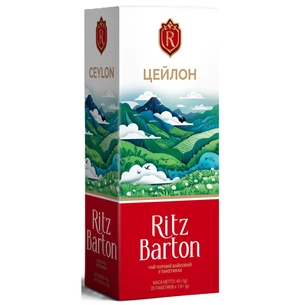 Чай Ritz Barton Цейлон Чорний байховий 25 пакетиків по 1.8 г (4820279611242) зображення 1