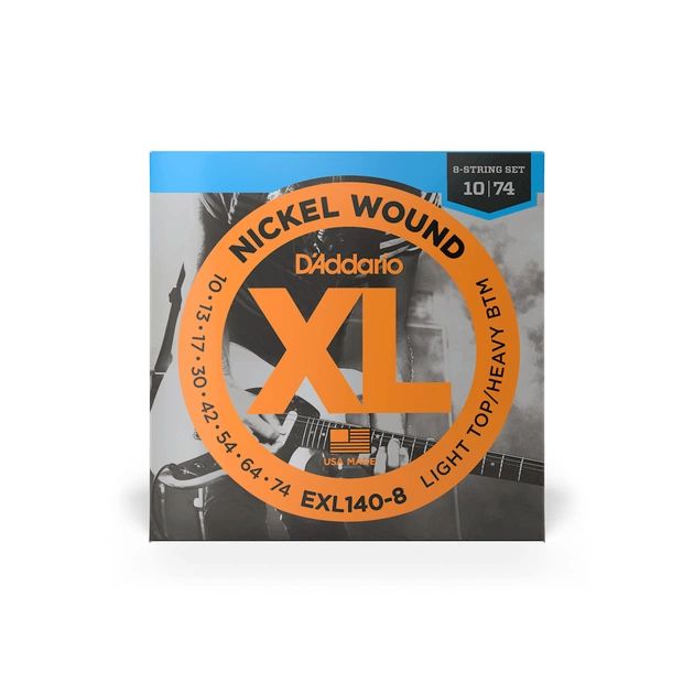 Струны для гитары D'Addario XL Nickel Wound Light Top / Heavy Bottom 8-String (10-74) (EXL140-8) - изображение 1