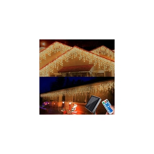 Гирлянда Voltronic Бахром White Hot 180 LED 5х0,7м, USB, вулична, з сонячною панелью та пультом (YXW-007-180/5/0,7WH-USB) изображение 1