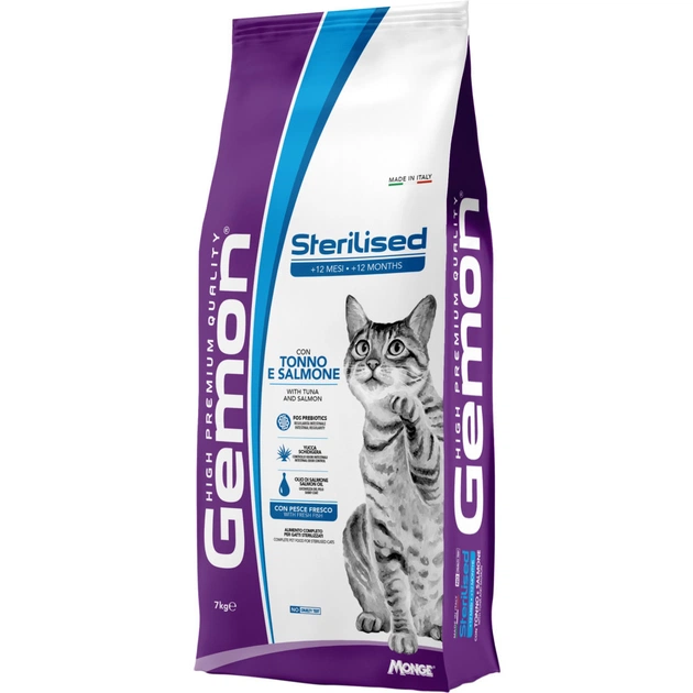 Сухой корм для кошек Gemon Cat Sterilised тунец с лососем 7 кг (8009470297295) - изображение 1