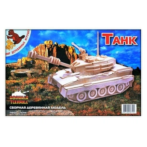 Збірна модель Мир деревянных игрушек Танк (П050) зображення 1
