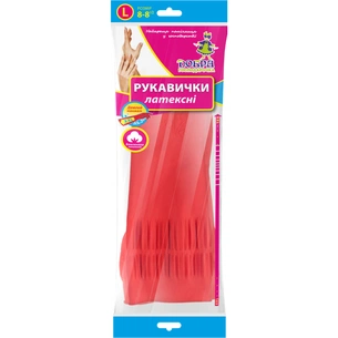 Рукавички господарські Добра Господарочка латексні надміцні з довгим манжетом червоні L 2 шт. (4820086521383) зображення 1