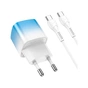 Зарядний пристрій HOCO C101A USB-C PD20W + cable USB-C to USB-C Ice Blue (6931474769398) - зменшене зображення 2