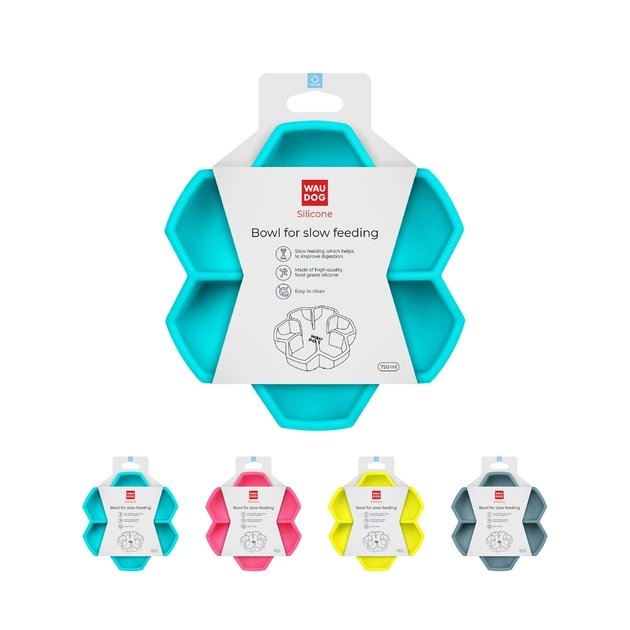 Універсальний посуд для тварин WAUDOG Silicone миска для повільного харчування 750 мл блакитна (23542) - picture 6