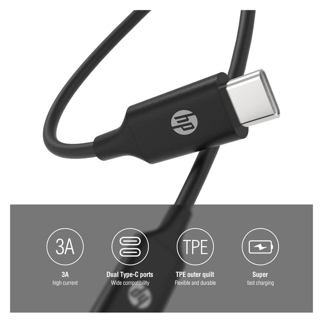 Дата кабель USB-C to USB-C 2.0m USB 3.1 PD 3A 60W HP (HP_DHC-TC107-2M) - изображение 4