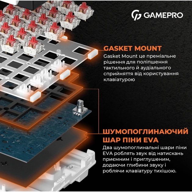 Клавіатура GamePro MK170W Hot-Swap Red Swich RGB USB UA White (MK170W) - picture 8