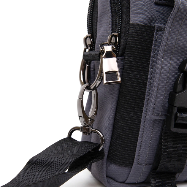 Сумка Vintage На пояс нейлон Серая (20646) - изображение 5