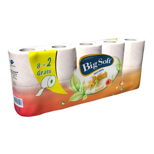 Туалетний папір Big Soft Peach ароматизований 2 шари 200 відривів 10 шт (8594042232557) - зображення 1