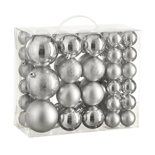 Ялинкова іграшка House Of Seasons Кульки Пластик 46 шт D4 см D6 см D8 см Сріблясті (8720967923458) зображення 1