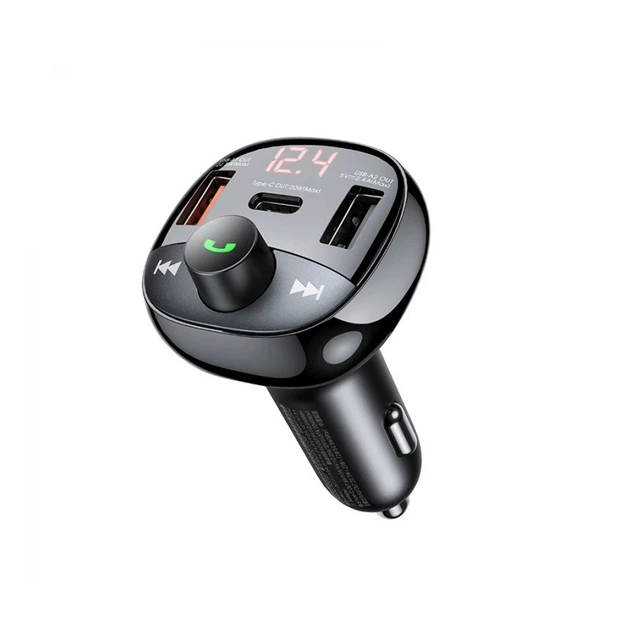Автомобільний зарядний пристрій + FM ресівер Remax Lodi Series 2xUSB + Type-C 54.5W Black (RCC331) - зображення 1