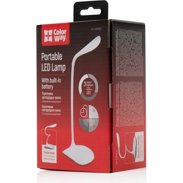 Настільна лампа ColorWay LED Portable & Flexible з вбудованим акумулятором 500mAh (CW-DL06FPB-W) - picture 2