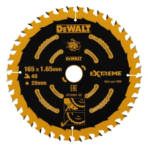 Диск пильний DeWALT EXTREME , 165 х 20, 40 z, ATB, 18 гр. (DT10301) зображення 1