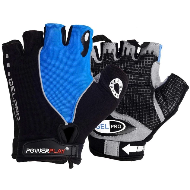 Велорукавиці PowerPlay 5019 Black/Blue M (5019C_M_Blue) - зображення 1