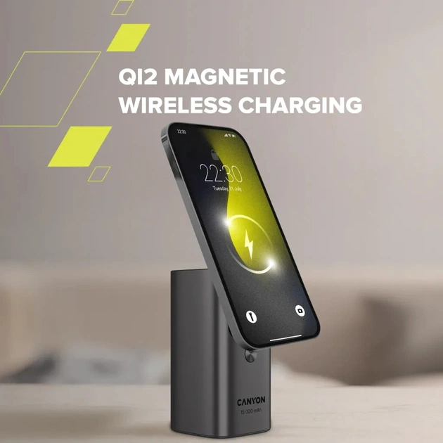 Батарея універсальна Canyon 15000mAh OnPower 150 Qi2 magnetic Grey (CNS-CPB150DG) - зображення 12