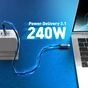Дата кабель USB-C to USB-C 0.8m USB4 40Gbps 240W (48V/5A) 8K60Hz premium J5create (JUC29L08-N) - уменьшенное изображение 6