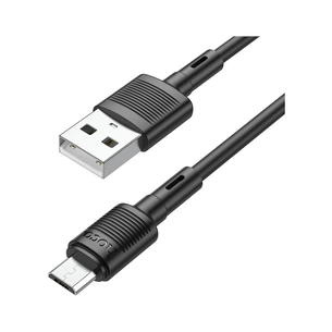 Дата кабель USB 2.0 AM to Micro 5P 1.0m 2.4A PVC X83 black HOCO (6931474770882) зображення 1