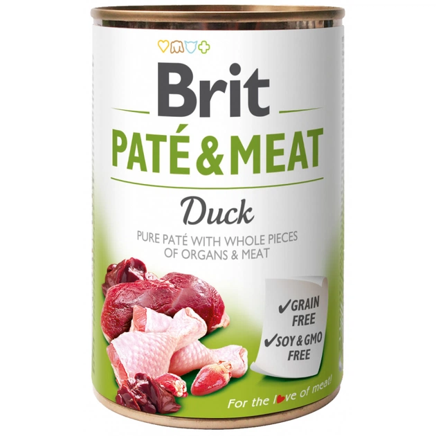 Консерви для собак Brit Pate and Meat зі смаком качки 400 г (8595602530304) - изображение 1