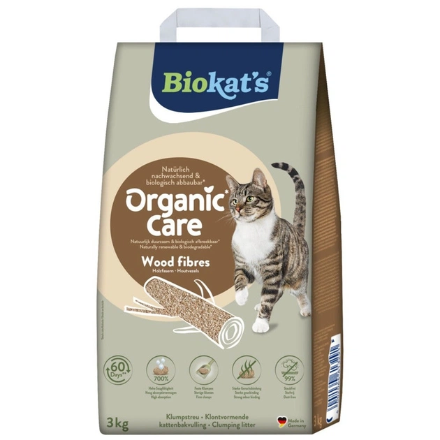 Наповнювач для туалету Biokat's Organic Care деревний 8 л/3 кг (4002064617503) - зображення 1