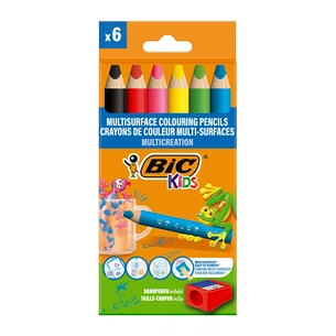 Олівці кольорові Bic Multisurface, 6 шт + стругачка (bc515220) зображення 1