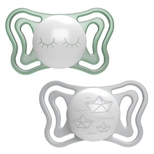 Пустушка Chicco Physio Light силіконова від 16 до 36 місяців люмінесцентна з футляром 2 шт (71039.41) зображення 1