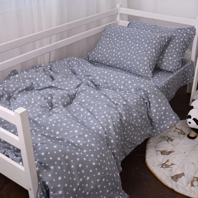 Постільна білизна MirSon 012 Grey Stars Фланель 160х220 Полуторний Євро (2200009653094) - picture 5